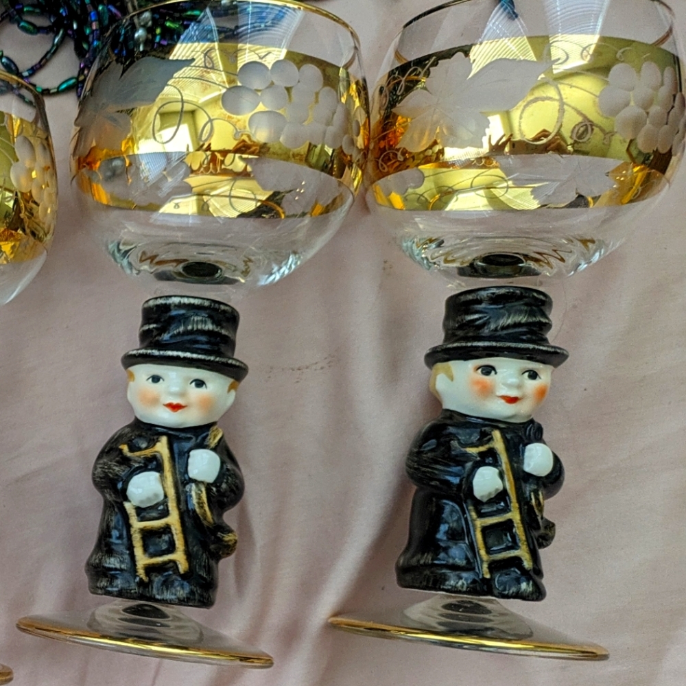 Vintage 1950's Goebel Hummel wine goblets